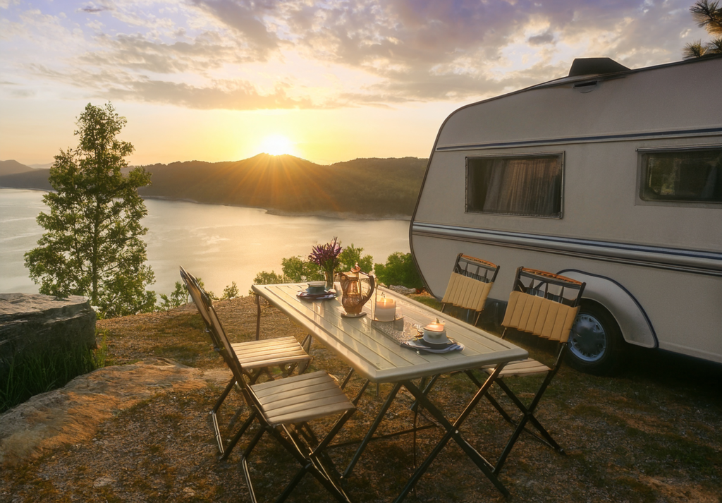 Caravan im Sonnenuntergang